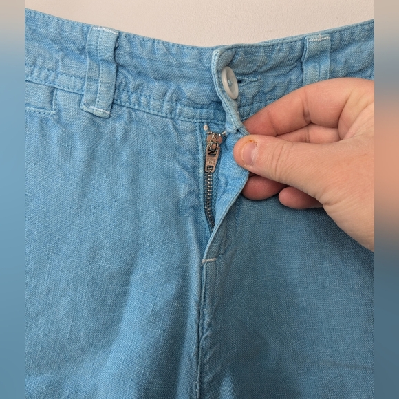 NWT 120% Lino Made In Italy Women Short 100% Linen Blue Size 42 Eur = Medium 32 - Picture 4 of 9